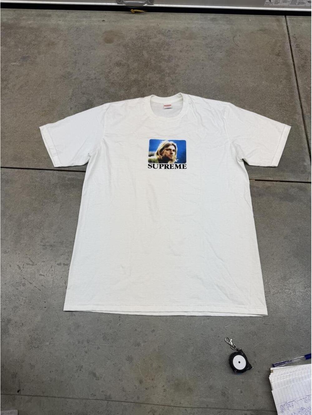 supreme kurt cobain made in usa white nirvana band shirt size large